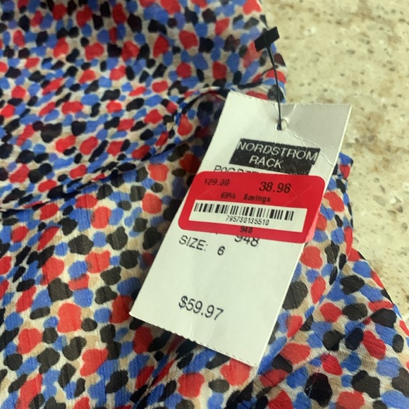 NWT DKNY Red/Blue/Black Patterned Dress Size 6 - Picture 6 of 10